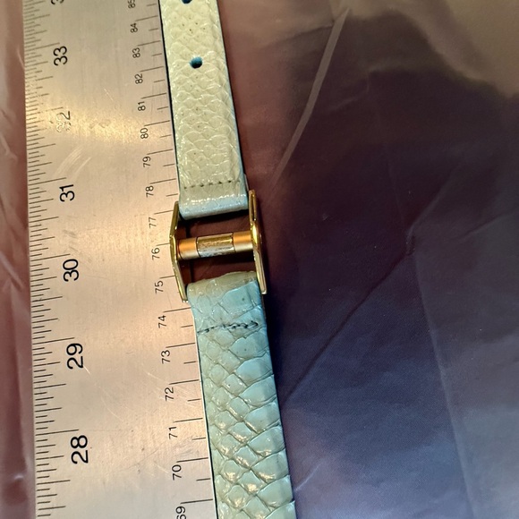 Carlisle Mint Green Genuine Snakeskin/Gold 7/8” Belt Fits 32-36” Waist MSRP $595 - Picture 3 of 8
